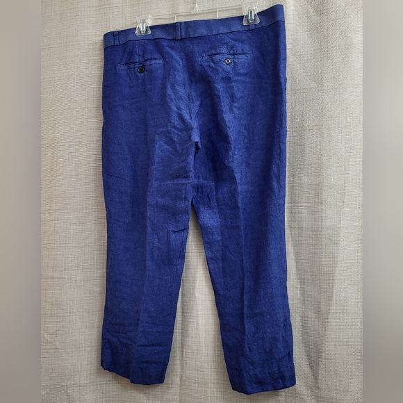 Banana Republic Womens Pants Blue Ankle Crop Avery Mid Rise Linen Size 12 - Picture 2 of 8